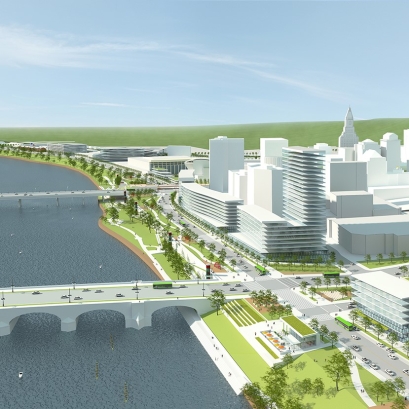 A rendering of the reimagined waterfront space